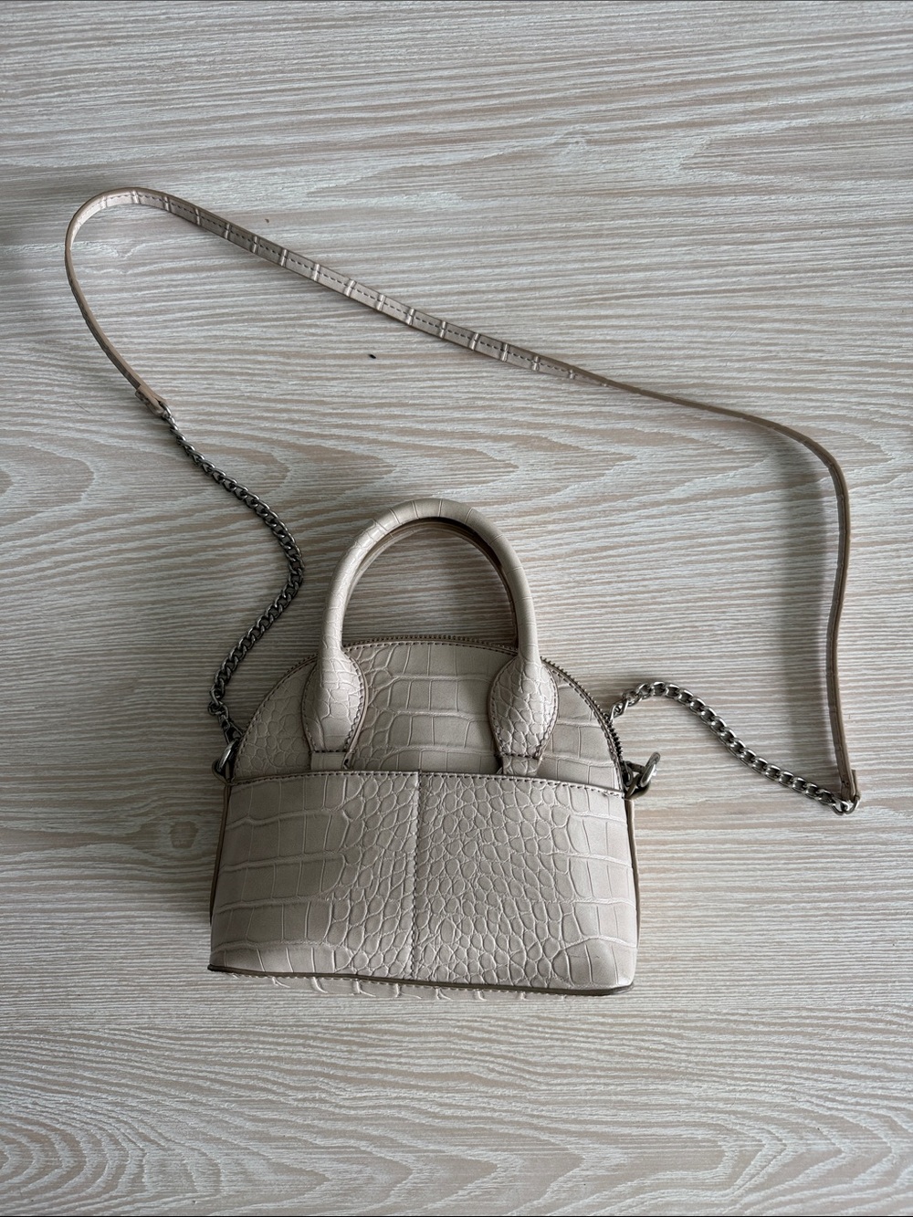 Women’s Croc-Embossed Mini Crossbody Bag in Beige